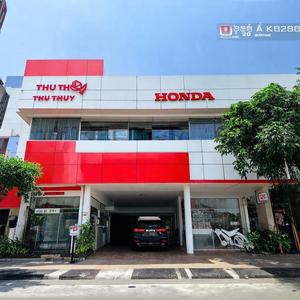 Bên ngoài đại lý Honda Thu Thủy 210 Hưng Yên Lộc Vượng Nam Định, biển hiệu rõ ràng